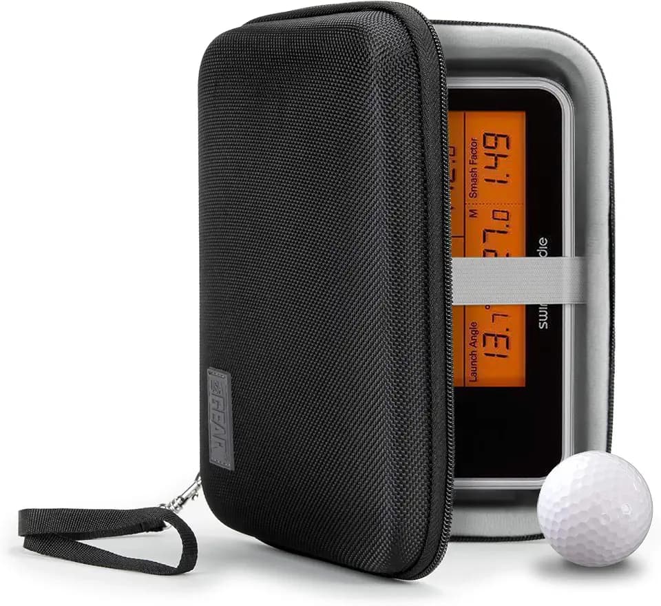 USA Gear Golf Launch Monitor Case, Swing Caddie Hard Case, Scratch Resistant Interior, Water Resistant Exterior - Fits Swing Caddie SC300i, Voice Caddie, Garmin R10, Rapsodo MLM2PRO & more (Black)