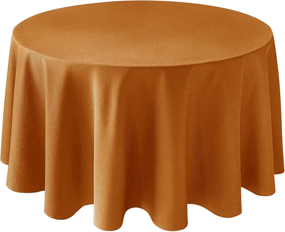 Fall Round Tablecloth 90"-Thanksgiving Autumn Fabric Textured Table Cloths