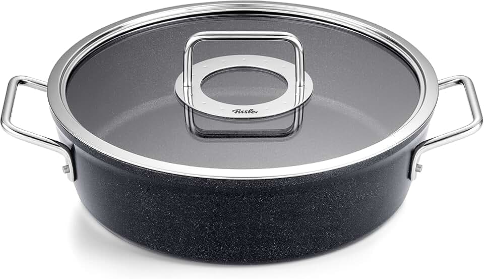 Fissler Adamant/Aluminium-Bräter (Ø 28 cm, 4,3L) Bratentopf-beschichtet mit Glas-Deckel, antihaftend - Induktion