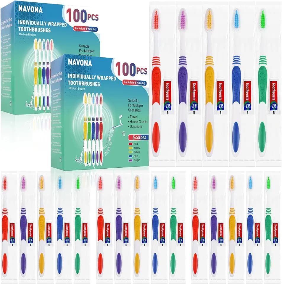 200 PCS Disposable Toothbrush with Toothpaste Bulk, Travel Toothbrush Set