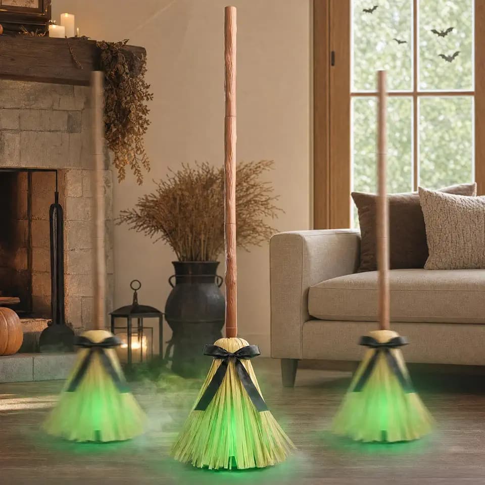 Halloween Decorations Indoor - 49" Animated Floating Lighted Witch Broom