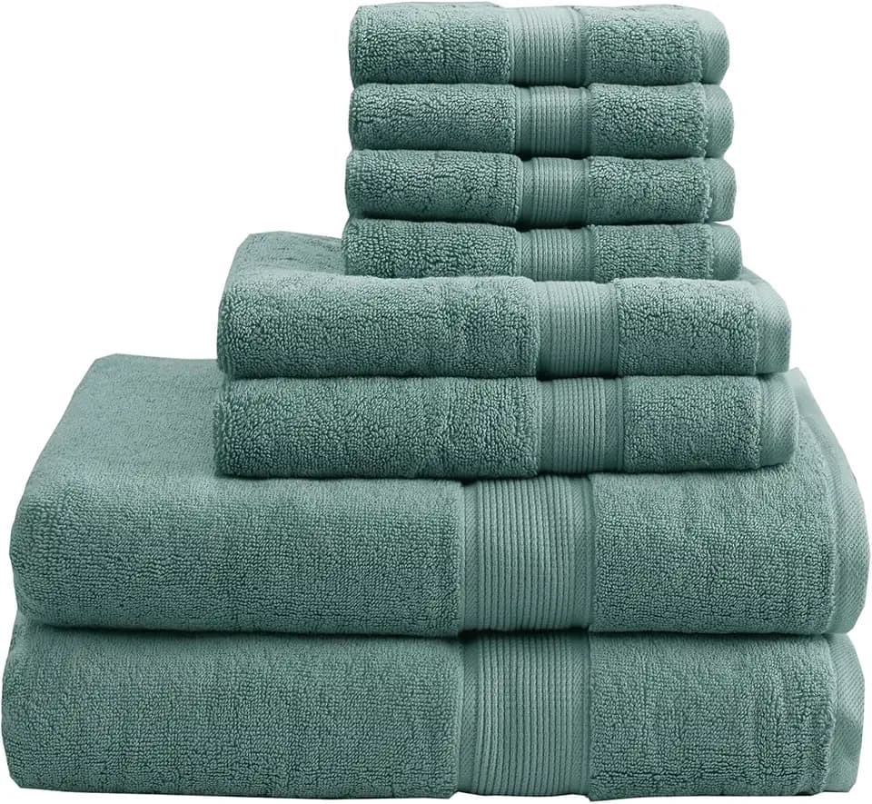 Madison Park, 800 GSM Badetuch-Set, 8-teilig, aus 100% Baumwolle, besonders saugfähig, schnell trocknend, Spa-Qualität, 2 Badetücher, 2 Handtücher, 4 Waschlappen, grün (Dusty Green)