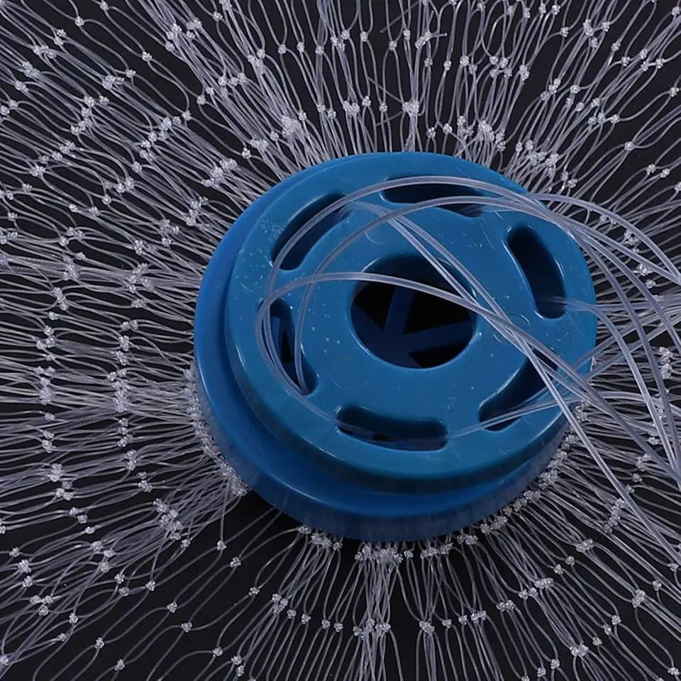 GOTOTO 2,4 m / 3,6 m / 4,8 m Angelnetz aus Nylon, Handwerffischnetz mit Handseil, 8 m, Nylon Fischernetz, Netz mit 0,5 kleinen Fingern
