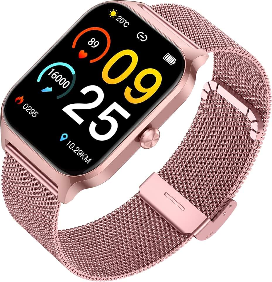 Smartwatch Damen mit Telefonfunktion, 1.85'' Zoll HD Fitnessuhr, Smart Watch 200+Sportmodi Fitness Tracker mit Herzfrequenz/Spo2/Schrittzähler/Schlafmonitor, IP68 Wasserdicht Sportuhr für iOS Android