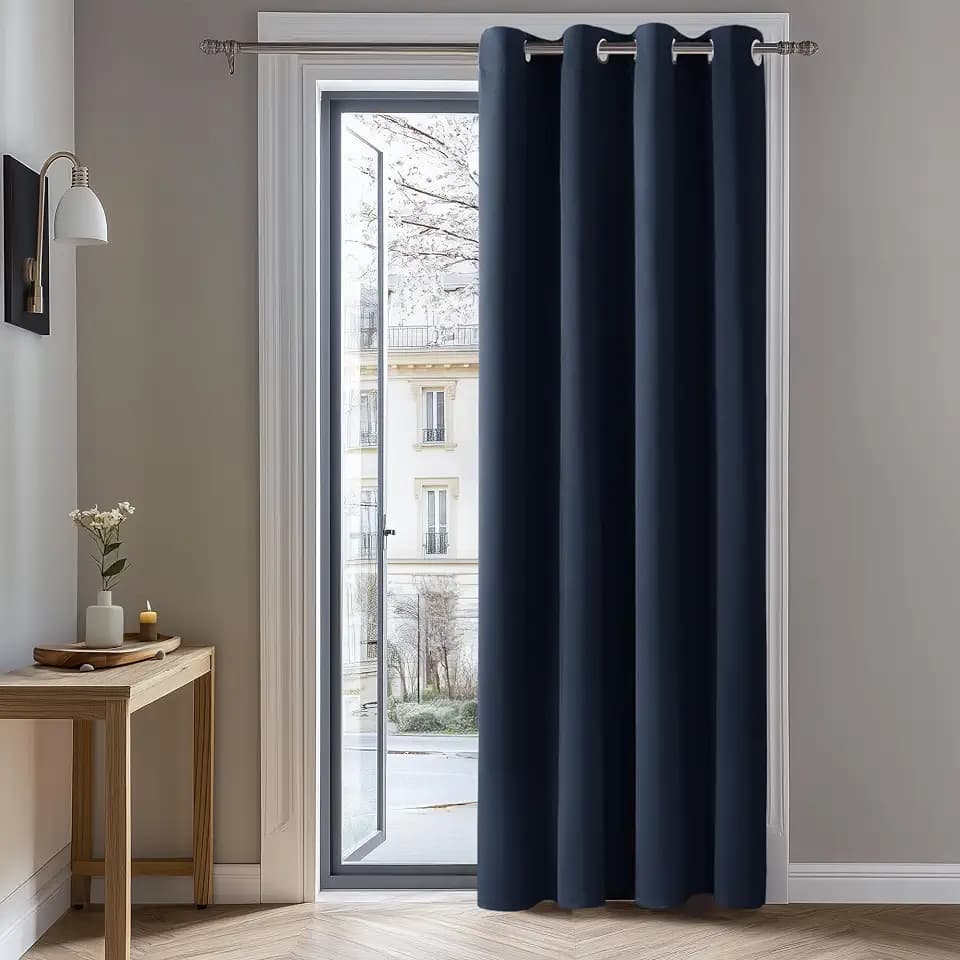 Deconovo Abdunklungsvorhang Blickdichte Vorhänge Thermogardine Dunkelblau | 1 Stück, H240 x B140 cm, Ösenschal, Abdunkelnd, Kälteschutz und Hitzeschutz, Vorhang für Schlafzimmer, Sichtschutz, UV-Schutz
