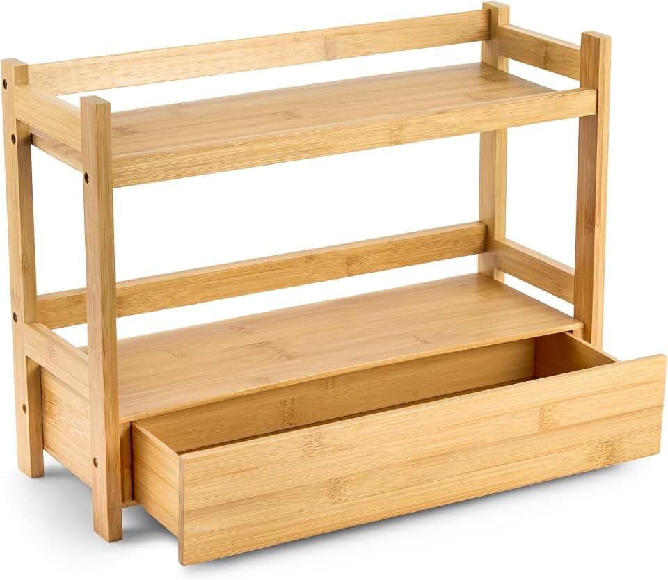 Sorbus Matcha Station Shelf, Bamboo (17" x 6.5" x 12.6")