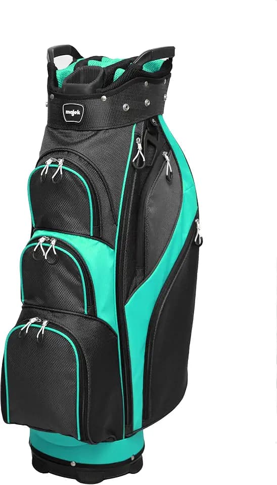 Majek Premium Ladies Black Teal Golf Bag 9.5 inch 14-Way Friendly Separator Top with Putter Sleeve