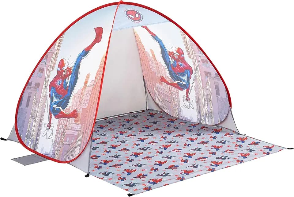 Marvel Spiderman Canopy Pop Up Tent for Kids, Outdoor Portable Play Tent with UV Sun Shade, Easy Setup Beach & Backyard Shelter, Includes Carry Bag, Lightweight Kids Outdoor Playhouse & Shade Canopy