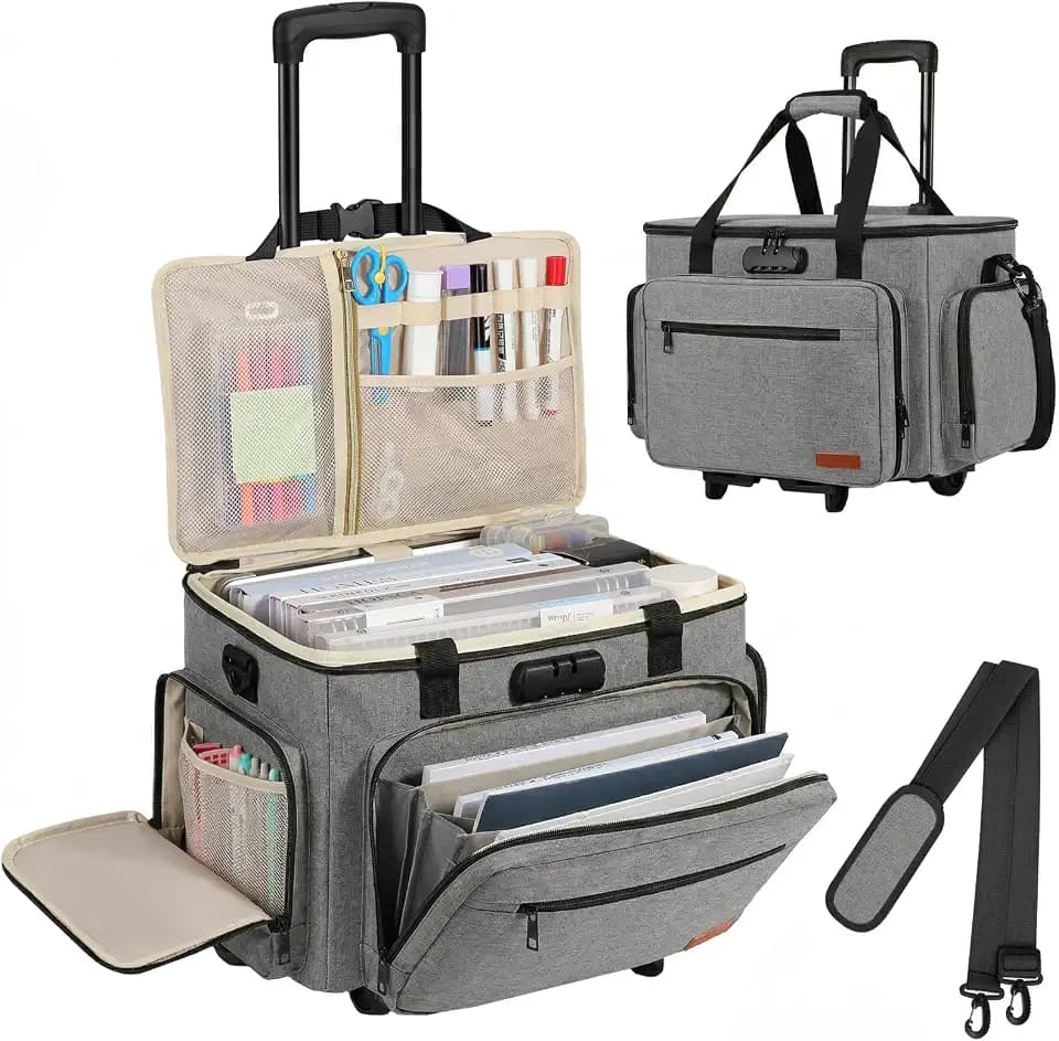 Housolution Rolling Teacher Bag with Wheels, Fits for 17" Laptop, Gray