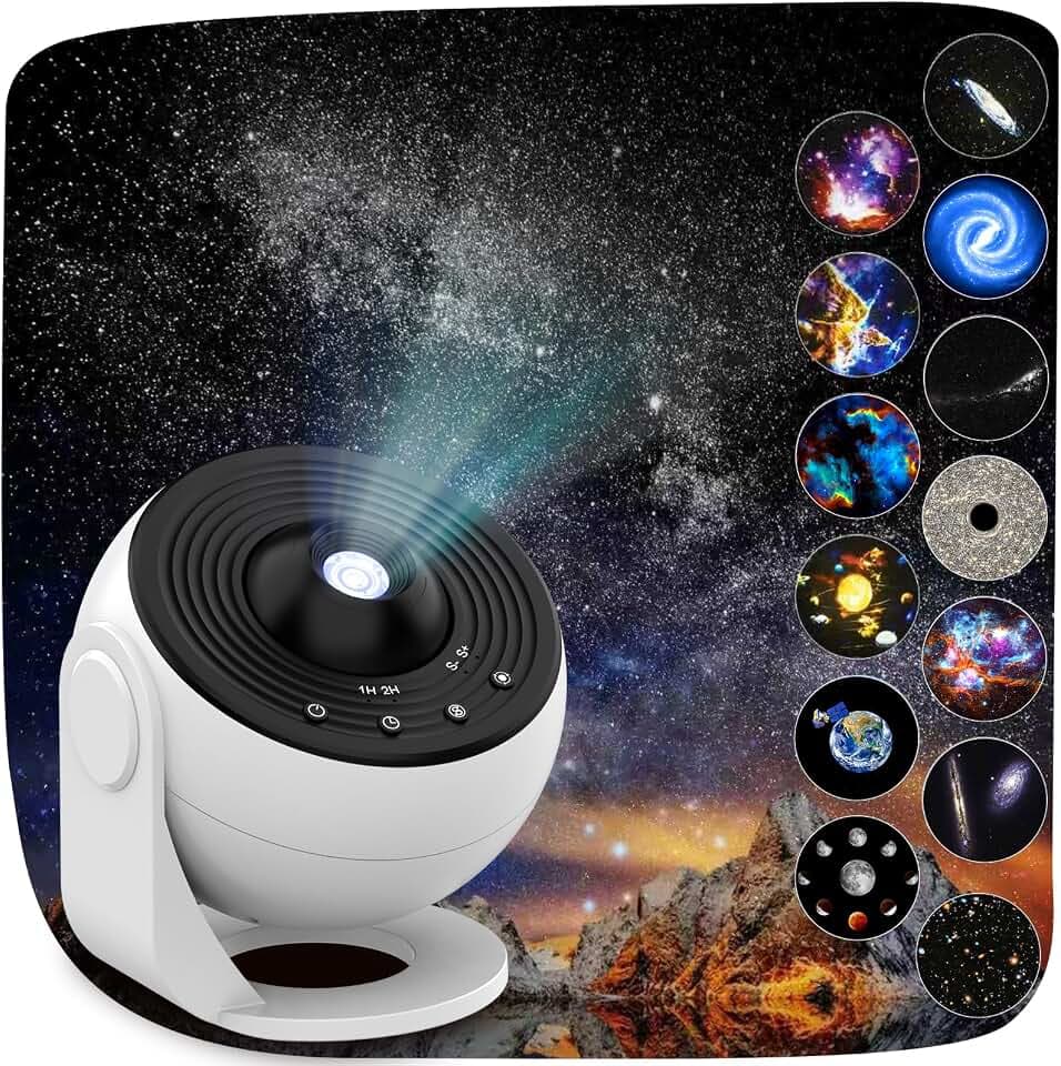 Galaxy Projektor, 13 in 1 Home Planetarium Star Light Projektor für Schlafzimmer 360° rotierenden Nebel Lampe Sternenhimmel Nachtlicht mit 12 Sonnensystem Konstellation Mond für Kinder Erwachsene