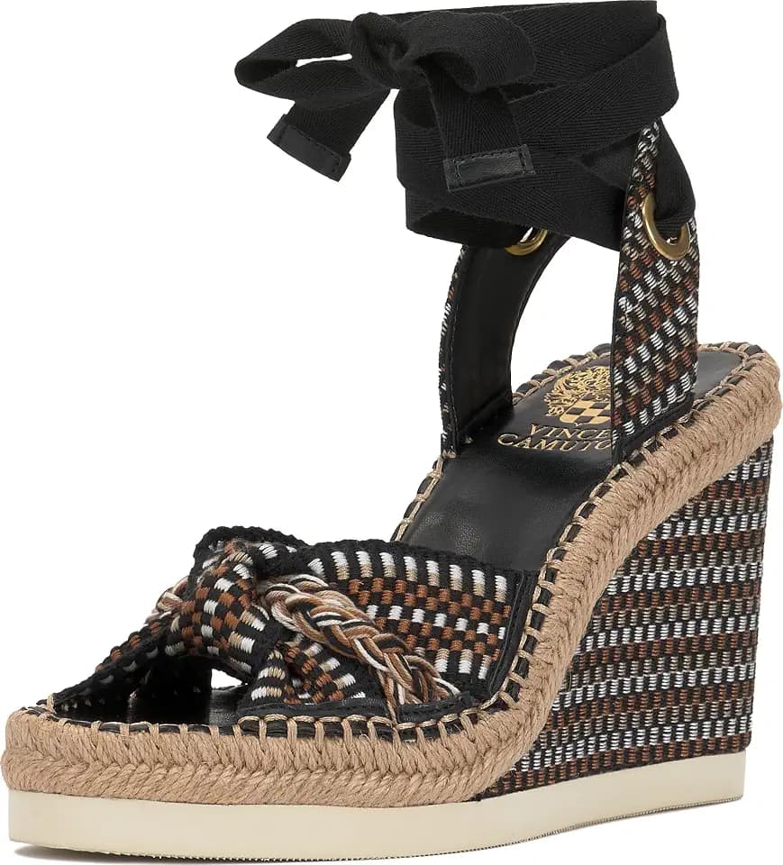 Vince Camuto Bealie Woven Lace Up Wedge Sandals
