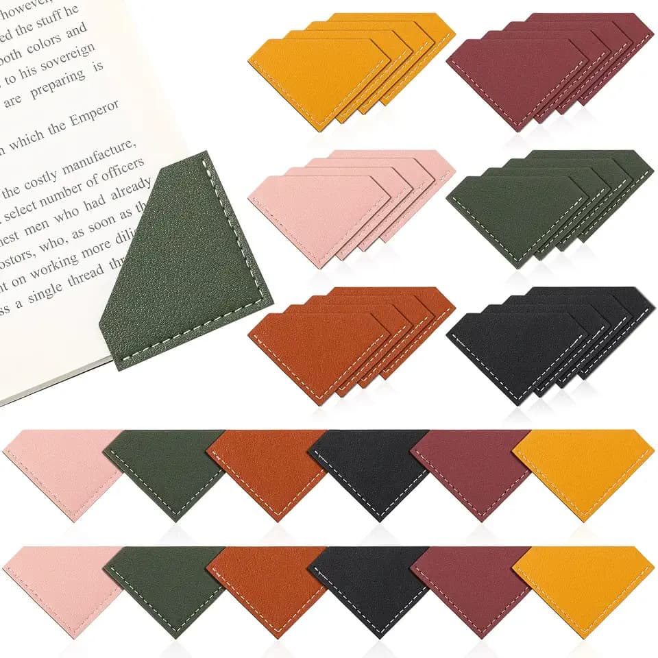 AmazingSpark 36 Pcs Back to School Leather Corner Bookmarks in 6 Colors
