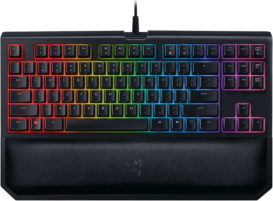 Razer BlackWidow TE Chroma v2 TKL Tenkeyless Mechanical Gaming Keyboard: Green Key Switches, Tactile & Clicky, Chroma RGB Lighting, Magnetic Wrist Rest, Programmable Macros, Classic Black