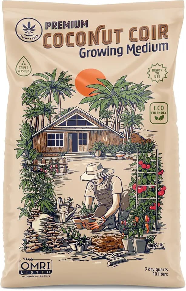 Happy Trees Coco Coir Loose Coconut Fiber Growing Medium, Organic, 9 Quarts