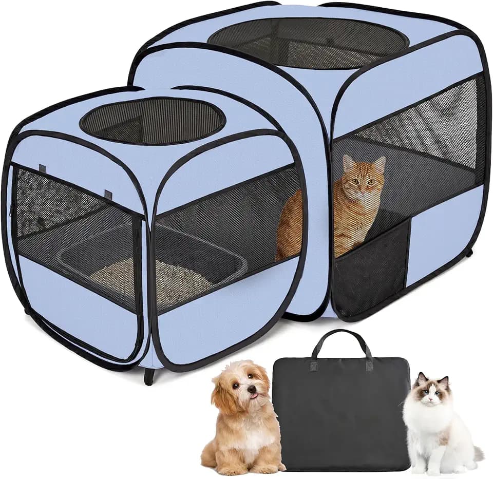 2-in-1 Dog Playpen Portable Cat Playpen, Non-Separable, No Assembly