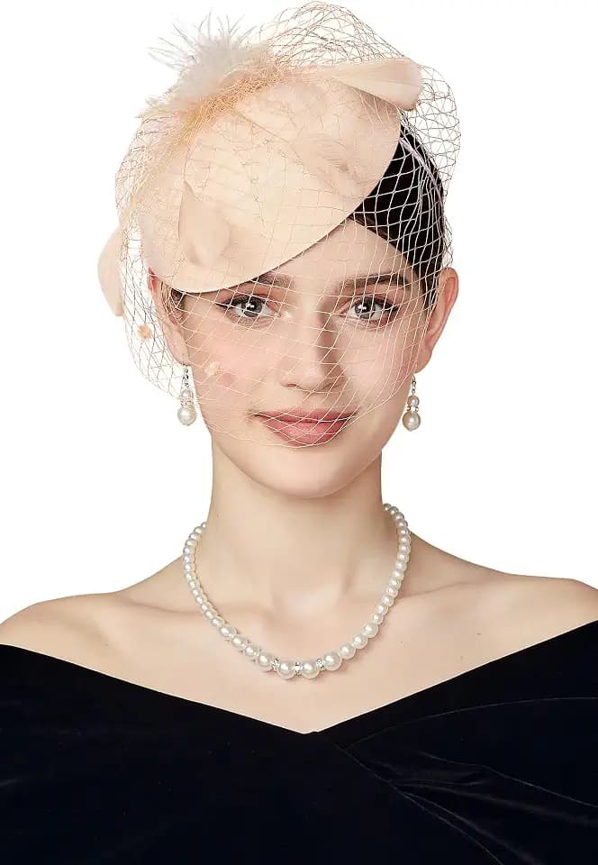BABEYOND Fascinators Hats for Women Tea Party Pillbox Derby Wedding Hat