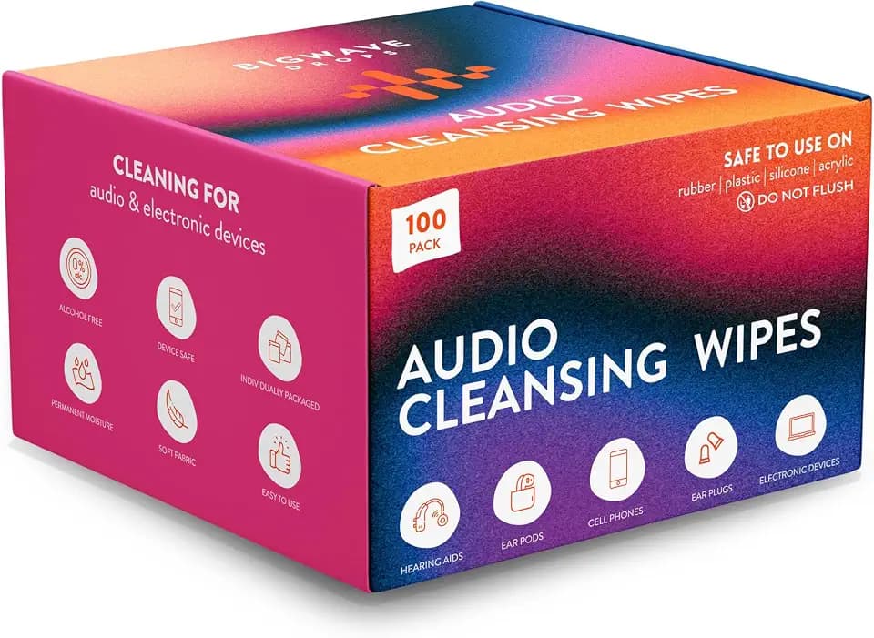 BigWave Drops Audio Cleaning Wipes For Hearing Aids, Alcohol-Free, 100 Pcs