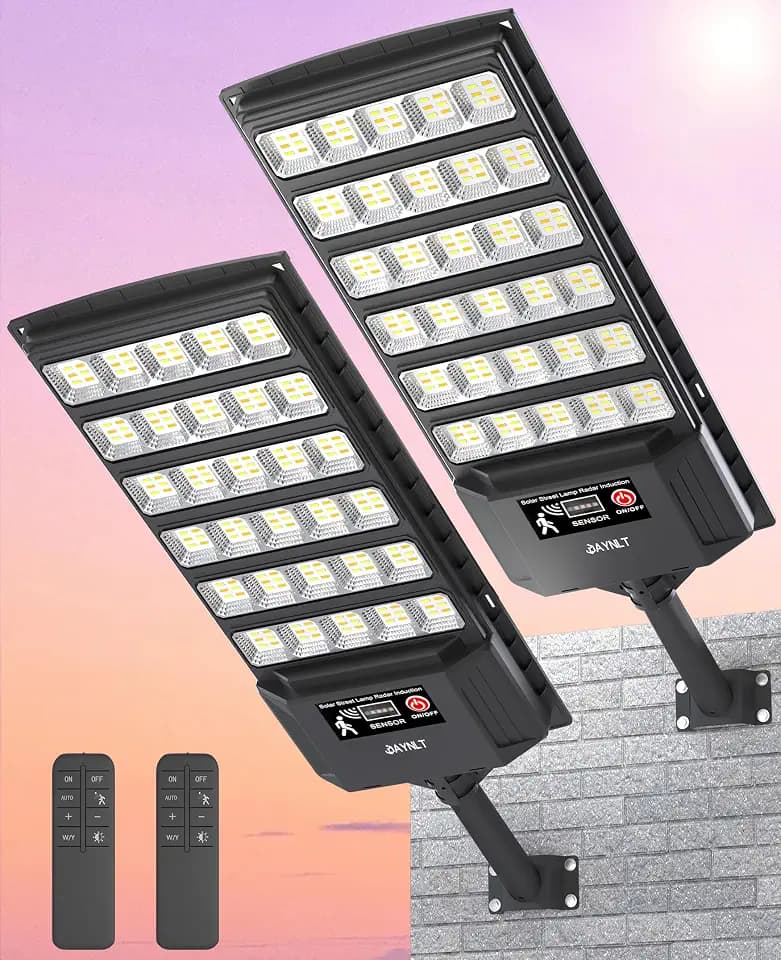 JAYNLT Solar Lights for Outside,3000K-6500K Outdoor Flood Lights,2Pack