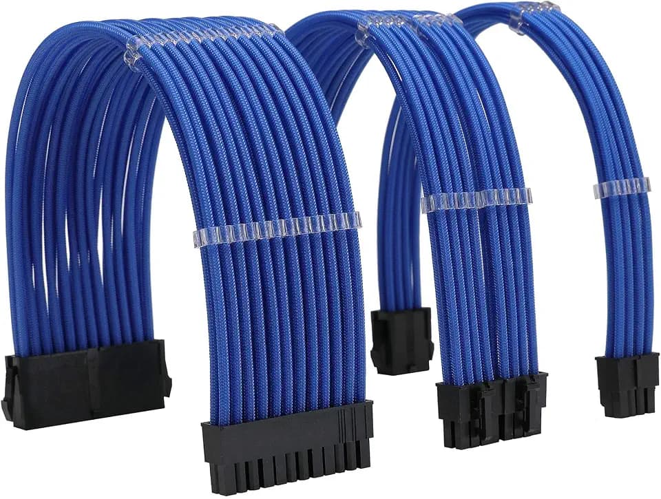 Formulamod Sleeve Extension Power Supply Cable Kit 18AWG ATX 24P+ EPS 8-P+PCI-E8-P with Combs for PSU to Motherboard/GPU (Blue)