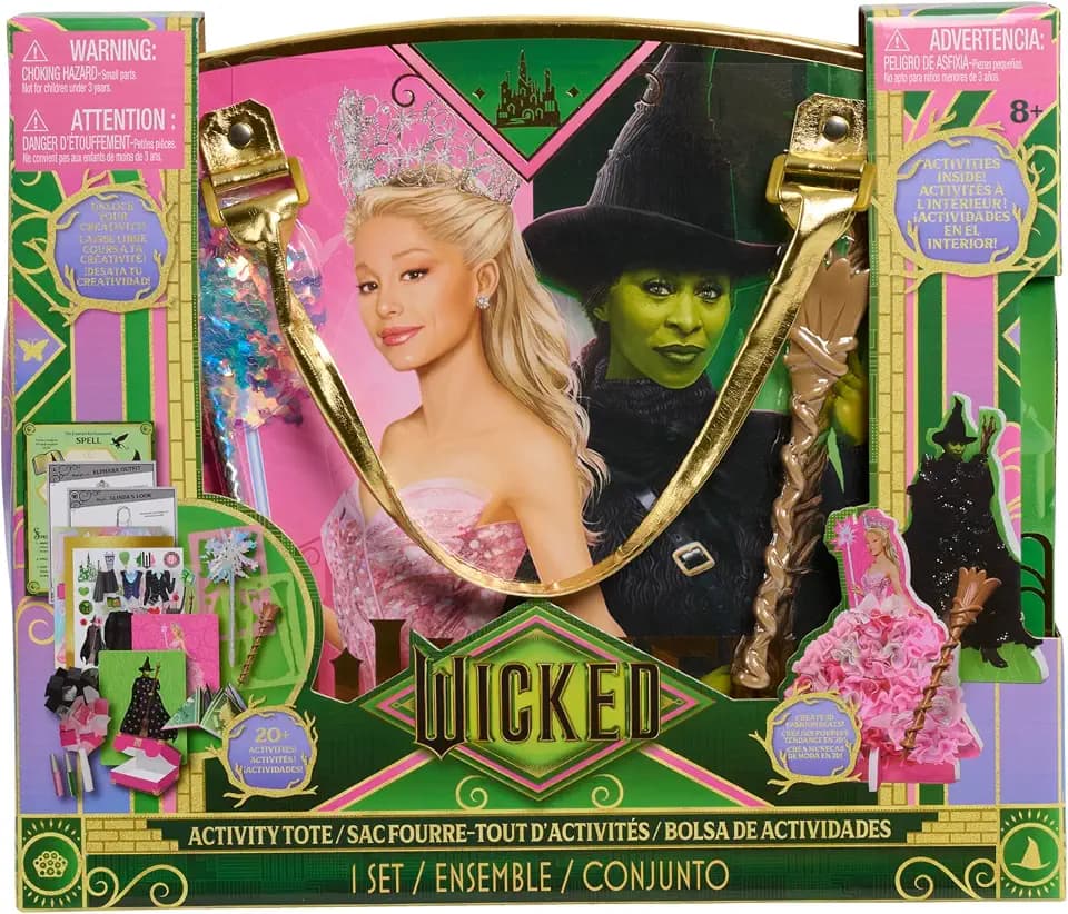 Universal Wicked Activity Tote - Kids Arts & Crafts Set with Fabric Characters, Stickers, Crown & Dress-Up Activities, Portable Craft Kit Ages 3+