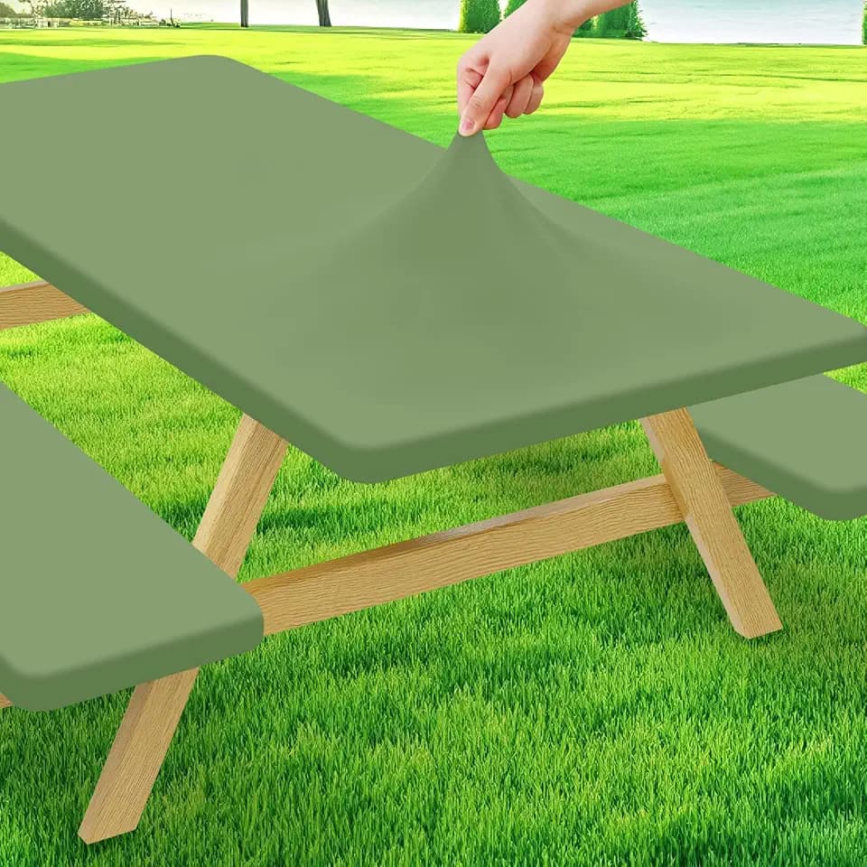 Moosfor Spandex 8 Foot Elastic Fitted Picnic Table Cover with Bench Covers