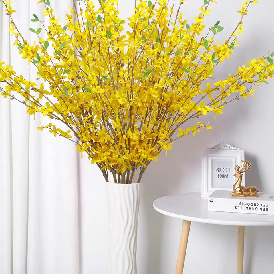 U'Artlines 6Pcs Artificial Forsythia Flower Branches 39.4 Inch Long Stem