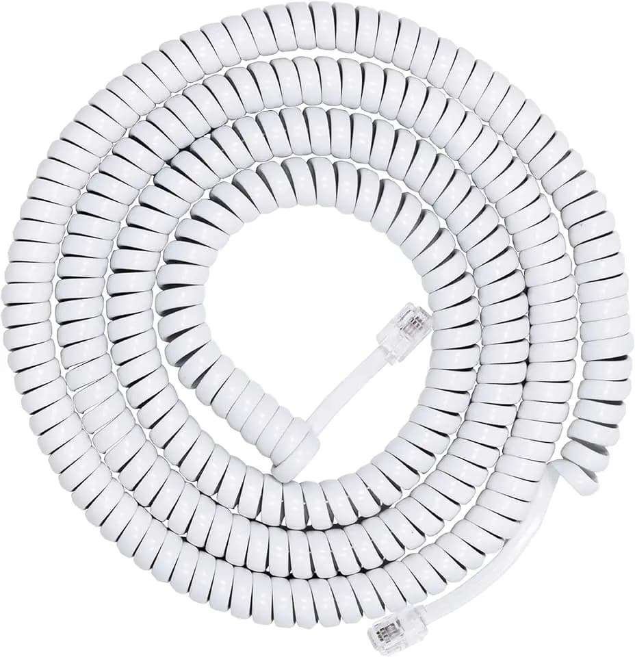 Power Gear Coiled Telephone Cord, 4 Feet Coiled, 25 Feet Uncoiled, Phone Cord Works with All Corded Landline Phones, for Use in Home or Office, White, 76122