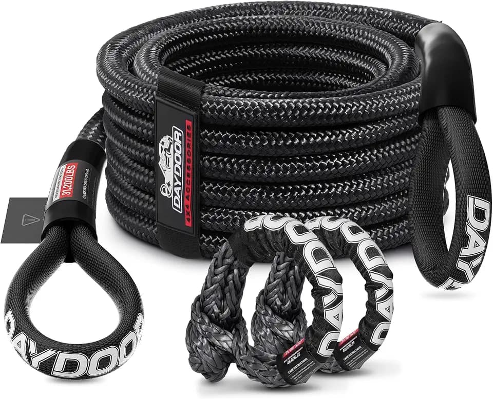 DAYDOOR Recovery Tow Rope Kit, 7/16" x 30ft, 31,200 Lbs, Gray