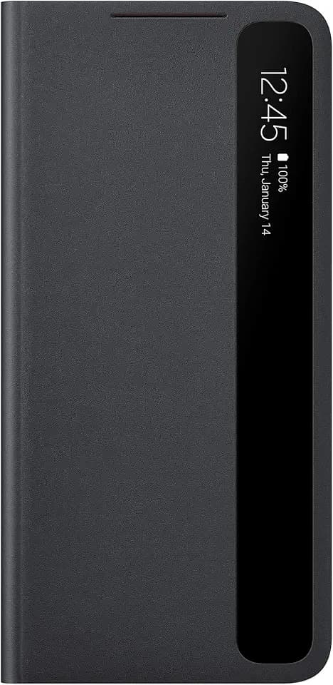 Samsung Clear View Smartphone Cover EF-ZG996 für Galaxy S21+ 5G Flip Cover, Handy-Hülle, extra-dünn, stoßfest, Schutz Case, Schwarz
