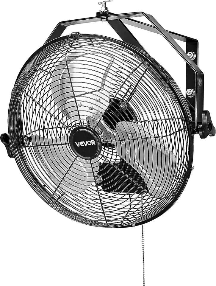 VEVOR 14 Inch Industrial Wall Mount Fan, High Velocity 2473 CFM Outdoor Fan with 3 Speeds, Waterproof IP44 Garage Wall with Aluminum Blades for Workshop, Warehouse, Greenhouse