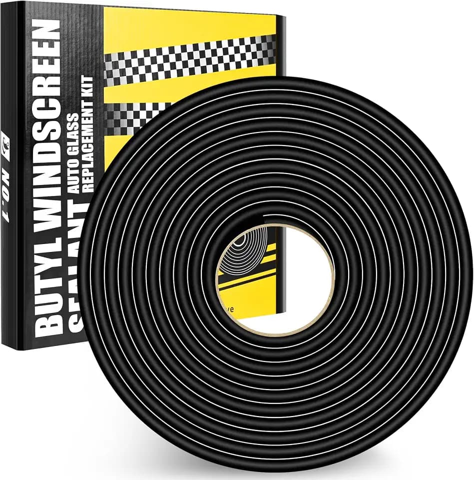 Butyl Rubber Tape Headlight Glue Sealant Rope 14.8Ft Diameter 9mm Putty Foam Strip Caulk Sealer for Automotive (Car RV Truck Marine) Window Door Windshield Sealing - Black, 1 Roll