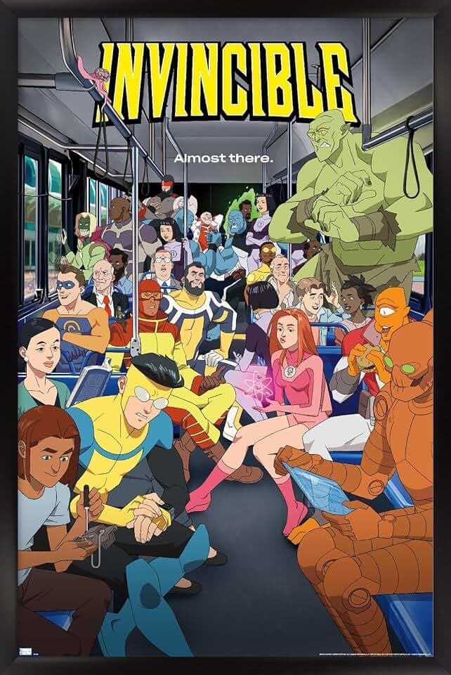 Invincible: Season 2 - Bus One Sheet Wall Poster, 34L" x 22.4W", Black Framed Version