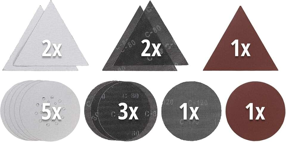 Original Einhell 15-tlg. Gitter- & Schleifpapier-Set (Trockenbauschleifer-Zubehör, Ø 225 mm, 287 x 287 x 287 mm, 13x P80, 2x P120, für Einhell Trockenbauschleifer)