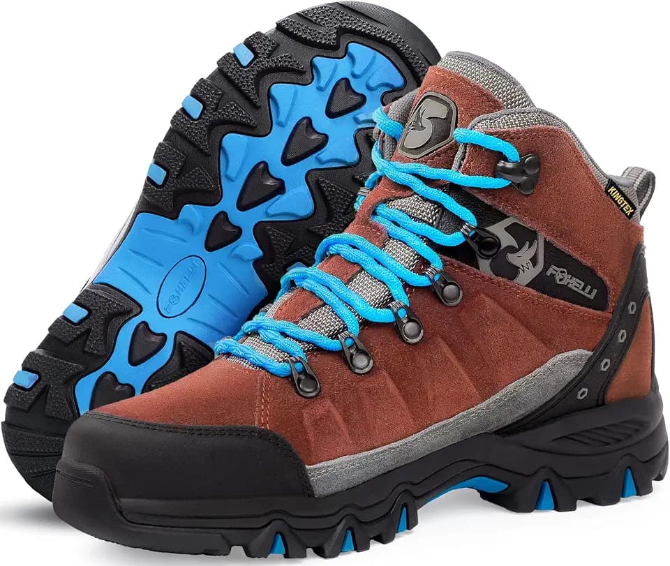 Foxelli Women’s Hiking Boots – Waterproof Lightweight Suede Leather Hiking Boots for Women with All-Day Comfort, Grip & Support for Trails, Travel & Outdoors