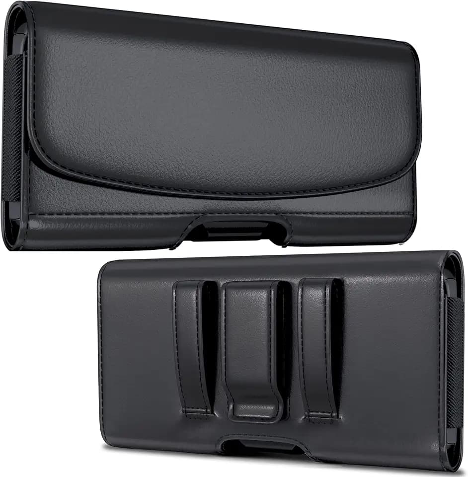 Holster for iPhone Pro Max & Plus Models Only (17,16,15,14,13,12,11,Xs Max) – Premium Cell Phone Case with Belt Clip, ID Card Pouch Holder Cover, Black