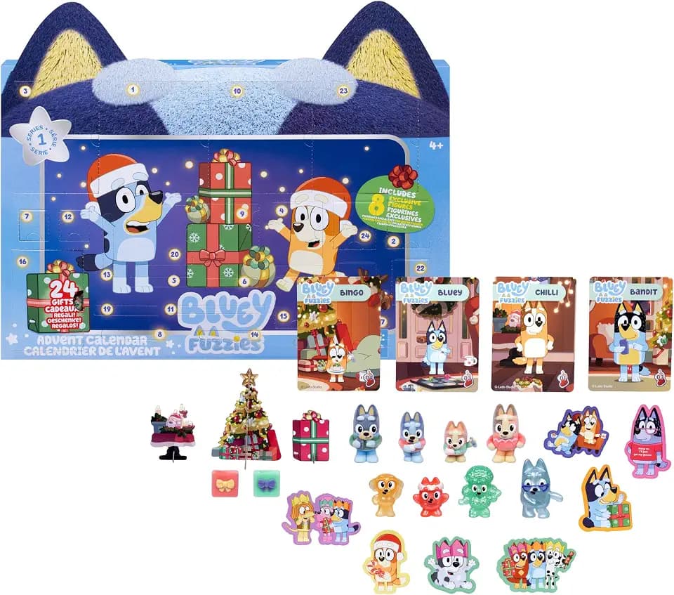 BLUEY Fuzzies Advent Calendar Pack, 8 Exclusive Mini-Figures