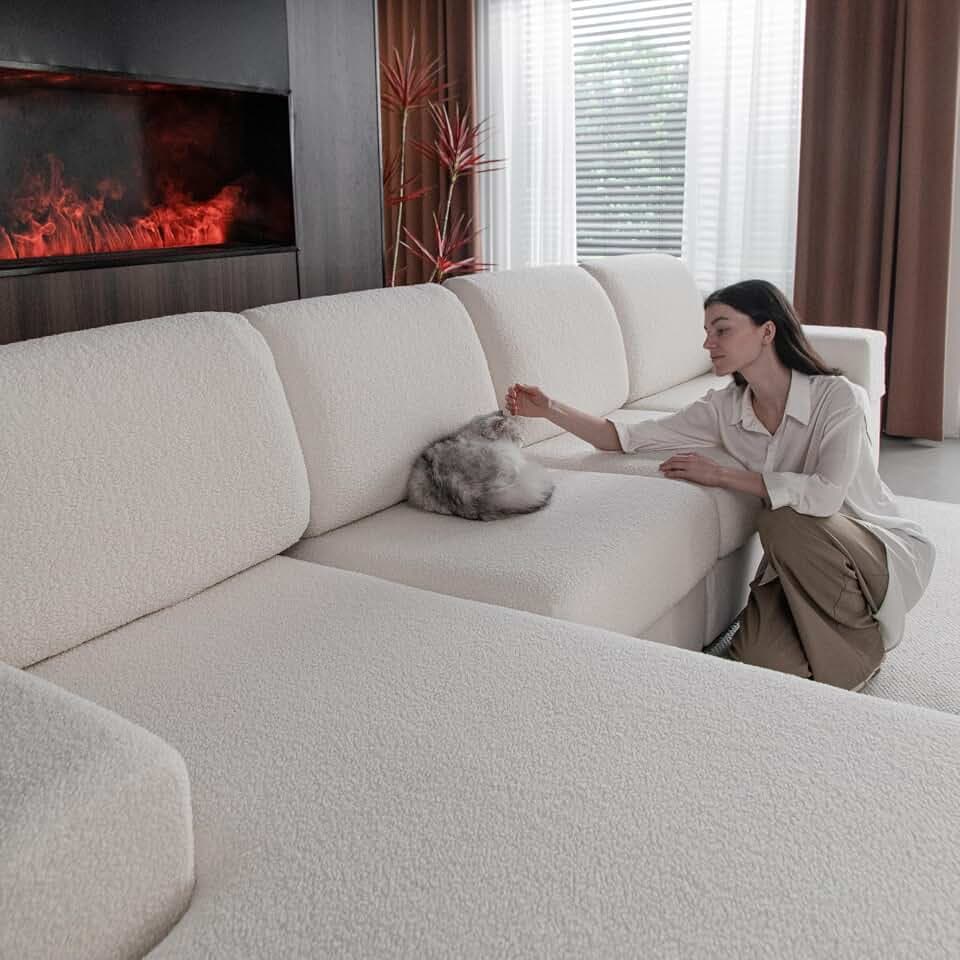 OHSIO Sofa Überzug – Hoch Elastischer, Rutschfester Sitzkissenbezug