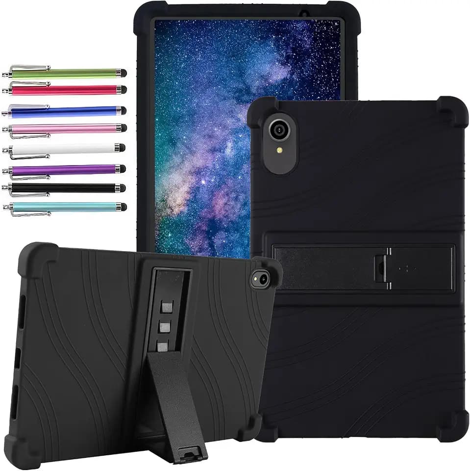 Case for VOLENTEX VASOUN Tab 10 Lite Tablet Model M10 / APOLOSIGN Maxsignage ApoloMedia TWTNVOF EP103A 10.1 Inch Tablet - Lightweight Silicone Stand Cover with 1 Random Stylus (Black)