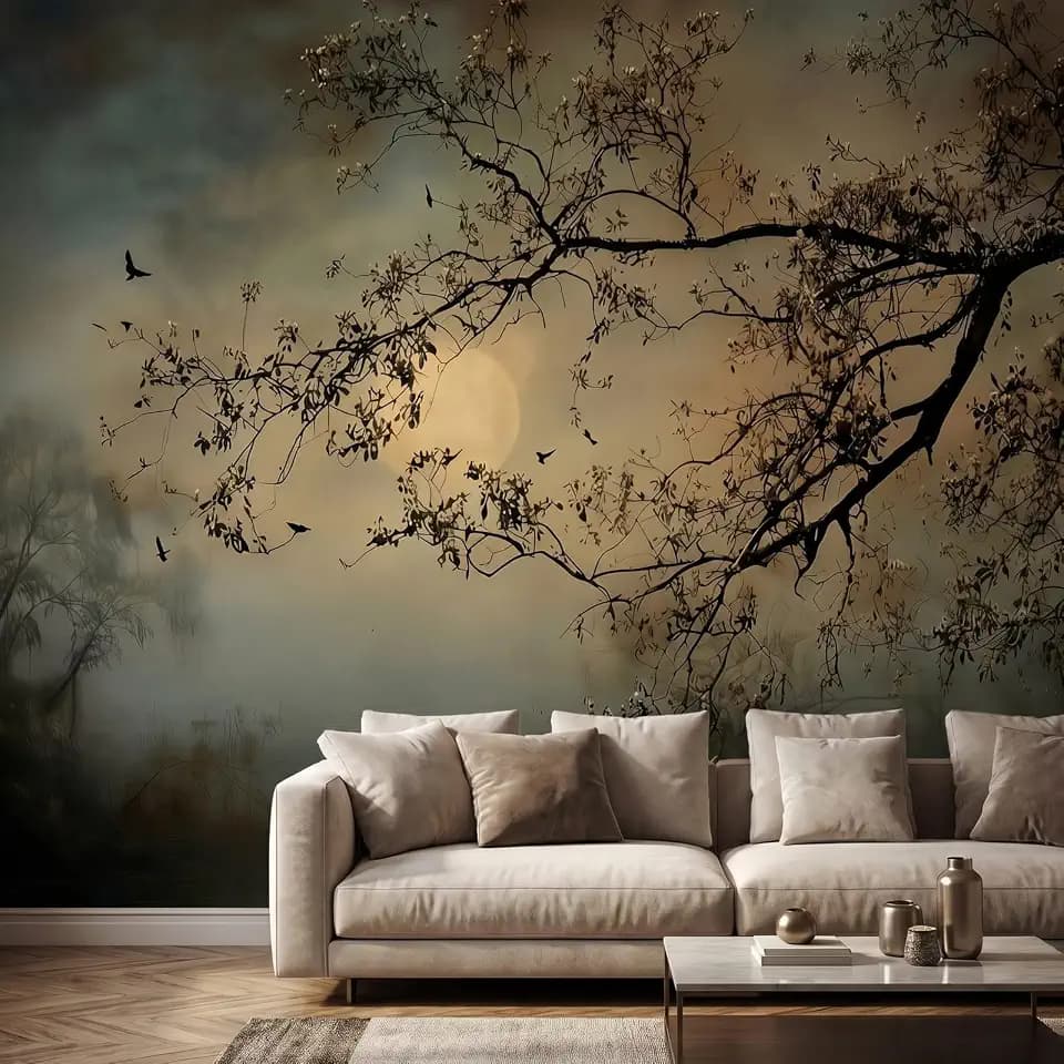 Bormia Misty Forest Peel and Stick Wallpaper Landscape Wall Murals