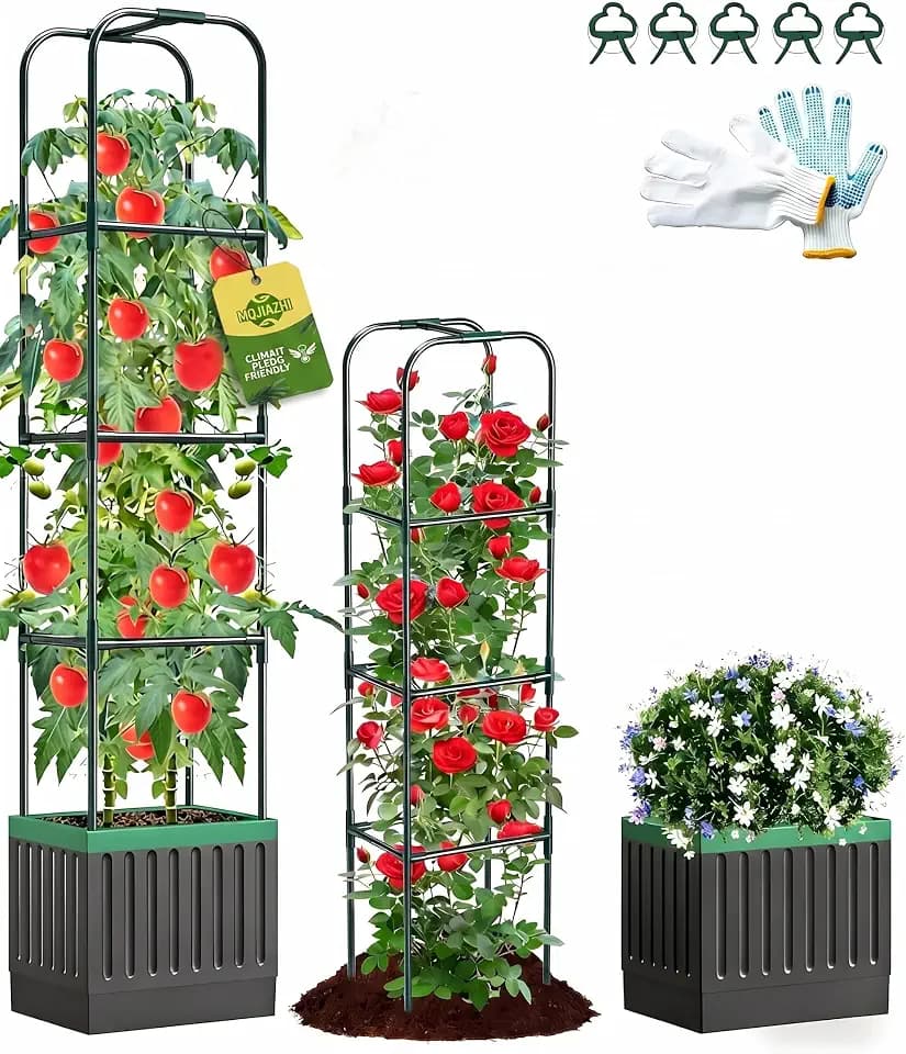 68.7" Tomato Planter with Trellis, Self Watering Planter Box with Trellis, Tomato Cage Plant Support for Climbing Vegetables Indoor Outdoor Garden Patio