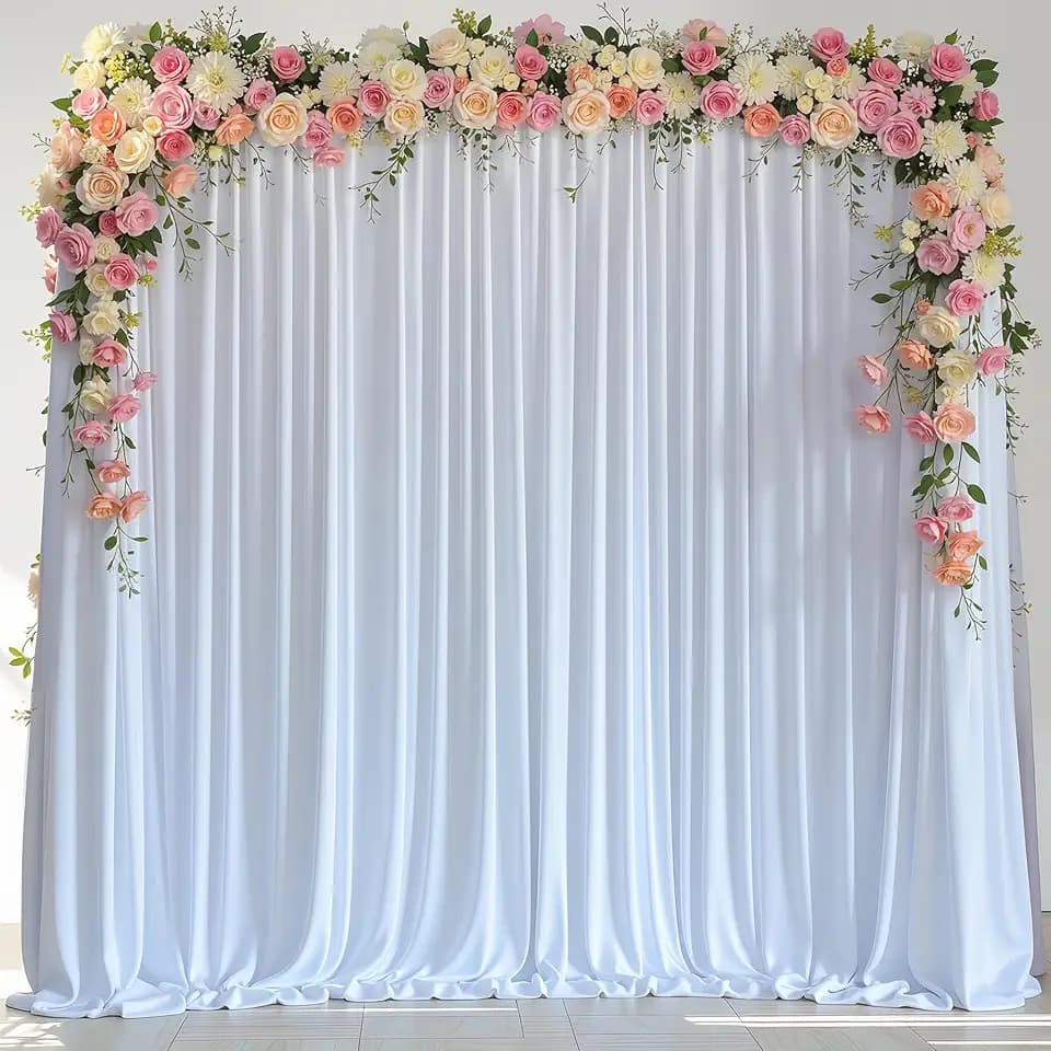 Wokceer White Backdrop Curtain for Wedding Parties Backdrop Drapes 10x8FT