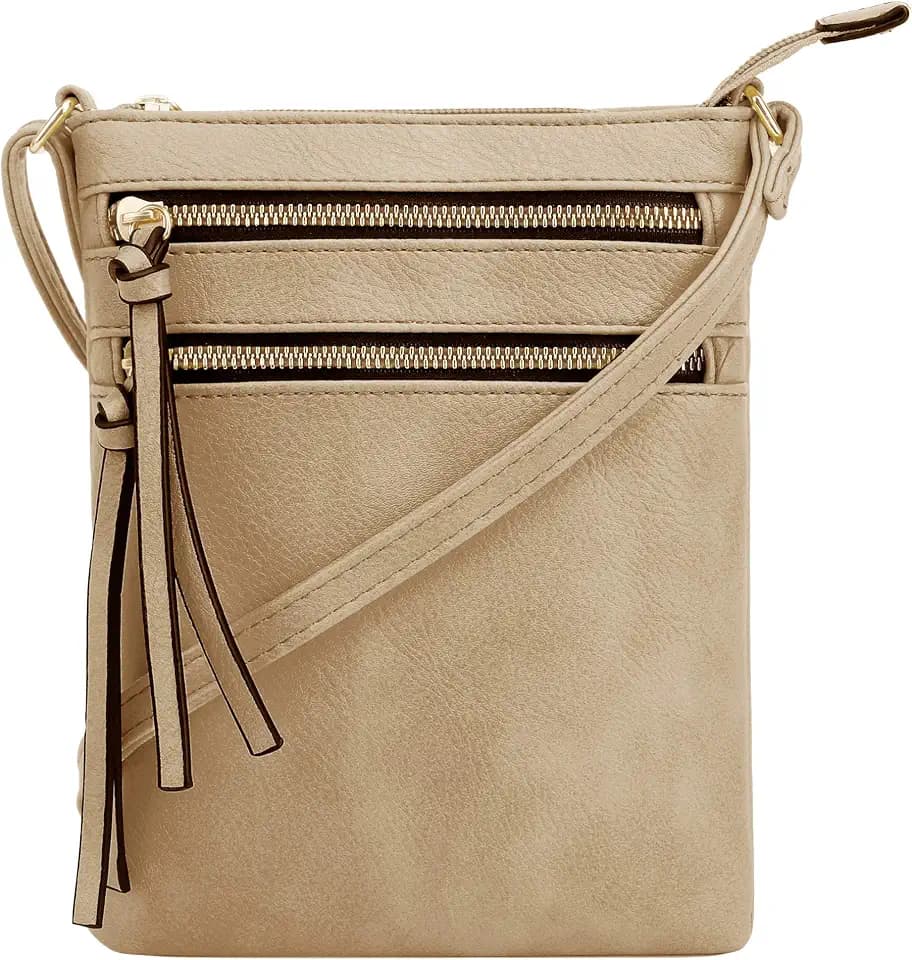 DELUXITY Crossbody Purse Bag Shoulder Bag Multi Pocket Zipper Purse