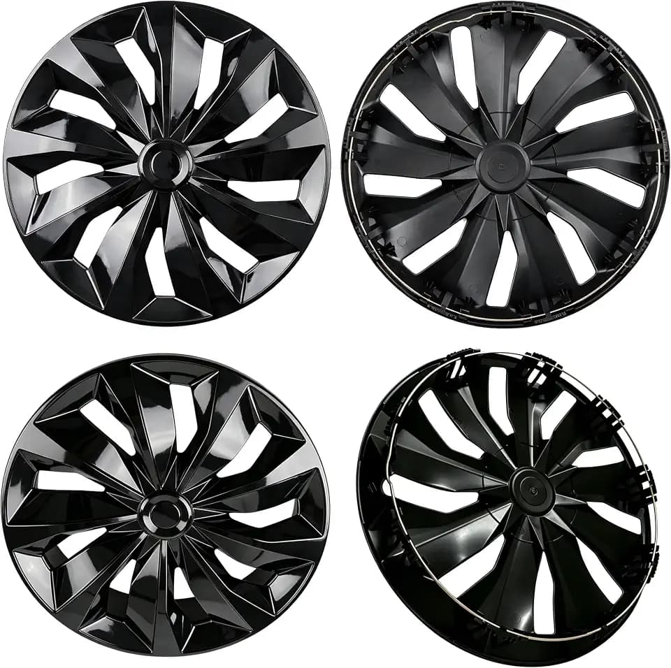 Hubcaps,16 inch hubcaps Set of 4, Wheel Rim Cover ABS Material, Wheel Cover Replacement R16 Hub Caps Universal, for Toyota Camry Nissan Mazda etc (Black, 16 inch)