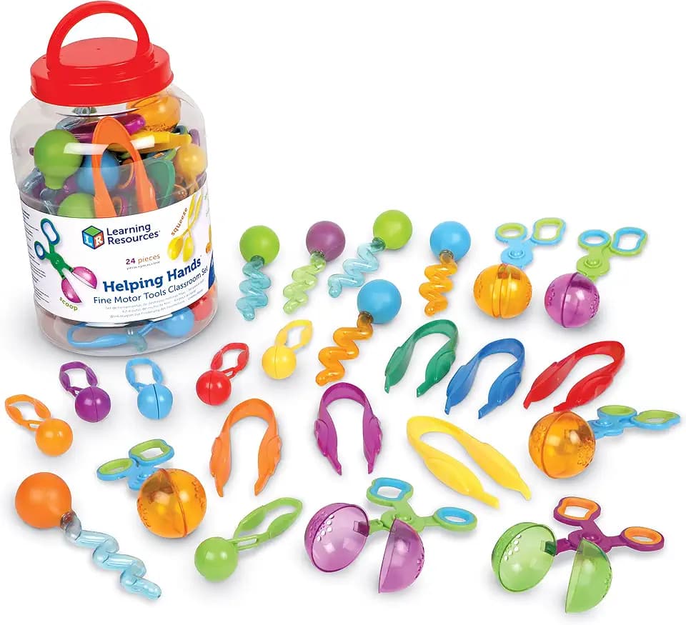 Learning Resources Helping Hands – Feinmotorik-Werkzeugset für das Klassenzimmer, Lernspielzeug für Kleinkinder, Unterrichtsmaterial für Lehrer, Sensorikspielzeug für Kleinkinder, 24-teilig
