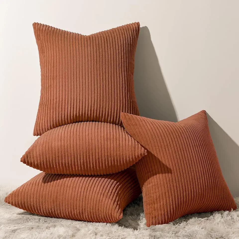 Topfinel Decorative Terracotta Throw Pillow Covers Cushion Cases, Set of 4 Soft Velvet Modern Double-Sided Designs, Rustic Fall Home Decor, Pillow Inserts Not Included 18x18 inch