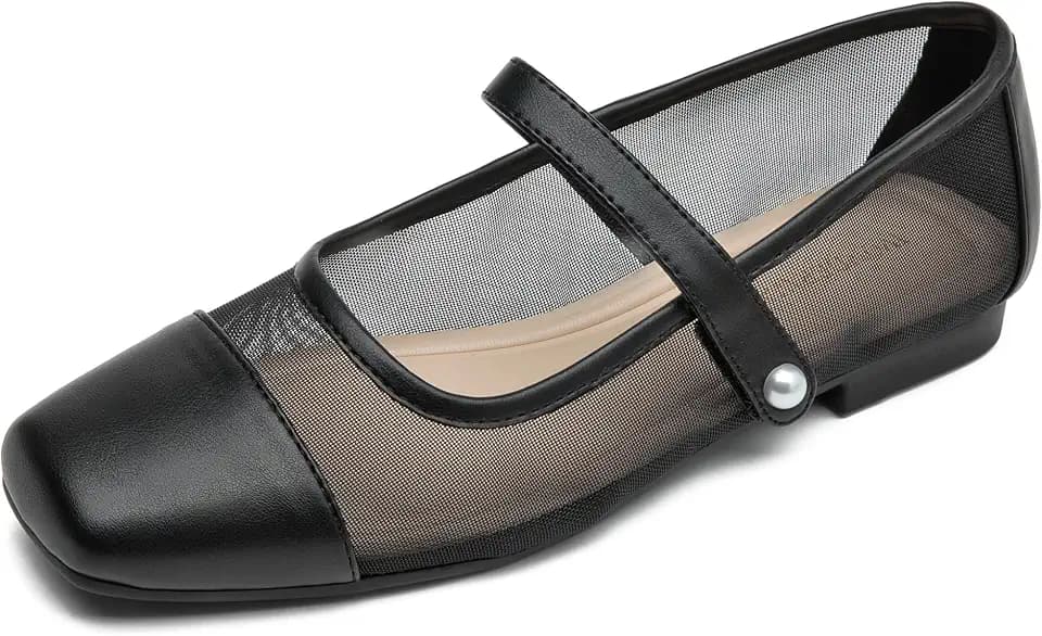 WONDERWAY Women Mary Jane Shoes,Ballet Flats for Women,Closed Toe Dress Shoe