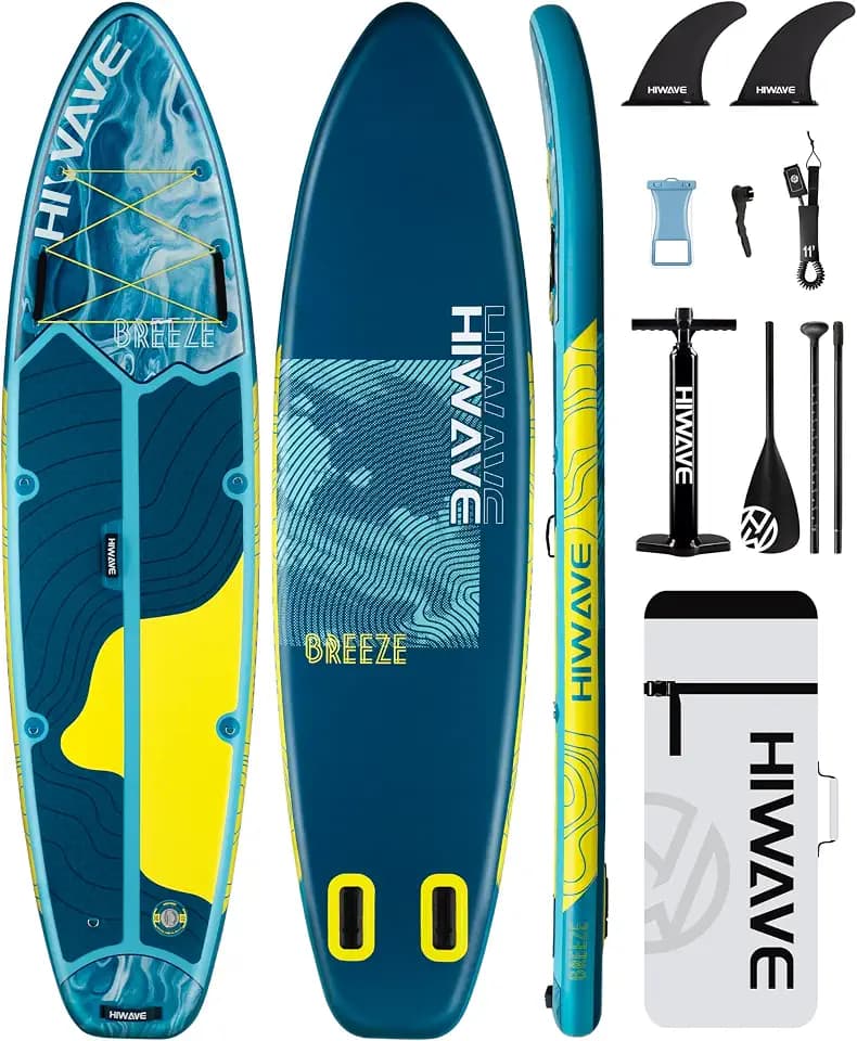 Hiwave Inflatable Stand Up Paddle Board 11’*34”*6” Sup Board, 420lbs Capacity Adult&Youth Paddle Board, Pet Friendly for Ocean&Lake, w/Double Action Hand Pump