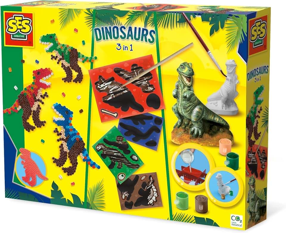 SES Creative 01409 Dinosaurier 3 in 1, Diverse Farben