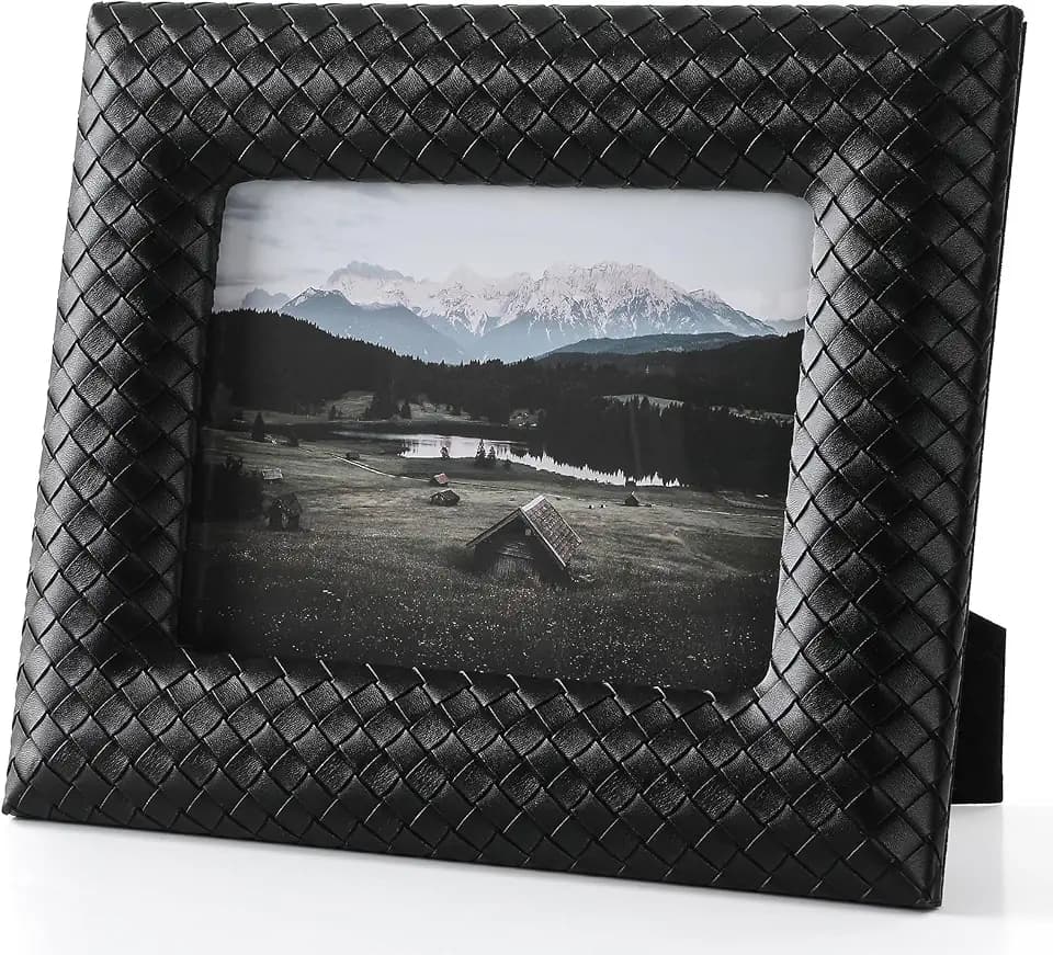 Black Leather Picture Frame 0rnament 5 * 7 Horizontal Vertical Formats for Wall Tabletop Home decor Modern Farmhouse Housewarming Gifts For New Home