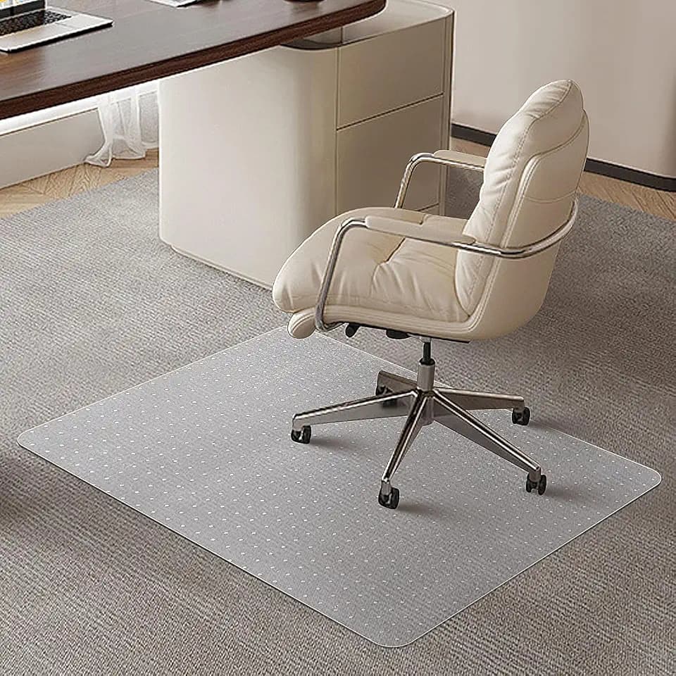 Office Chair Mat for Carpet Floors, Desk Mats 48"X36" for Rolling Desk on Low Pile Carpets, Rectangle Computer Gaming Plastic Floor Mats for Office Chair on Carpet, Flat Without Curling
